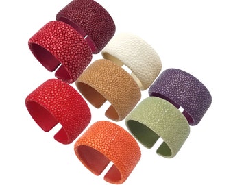 30 mm Stingray Leather Cuff Flat, Stunning Colors Available