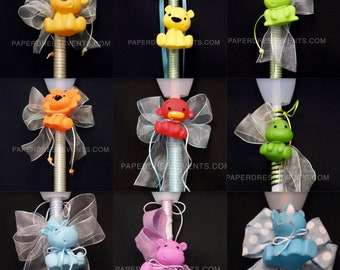 PETITE CANDLE Mermaid Glitter Wood Greek Orthodox Easter Pasxa Lambada Lambatha