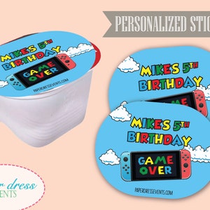 Set of 6 - Super Mario Switch Gamer Inspired Chips Labels Gamer Video Game Birthday Party - Personalized Favor - Snacks - Dessert Table