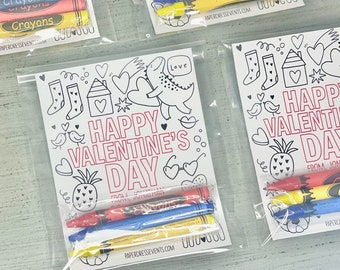 Set of 24 - Coloring Happy Valentine's Day 3 Pack Crayons - Classroom Valentine's Personalized