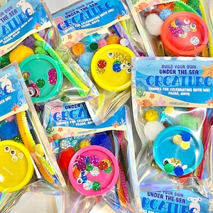 Set of 16 - Build Your Own Under the Sea Creature - Birthday Classroom Treat Favor Modeling Clay - Mermaid