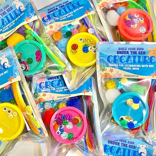 Set of 15 Build Your Own Under the Sea Creature - Birthday Classroom Treat Favor Modeling Clay - Mermaid