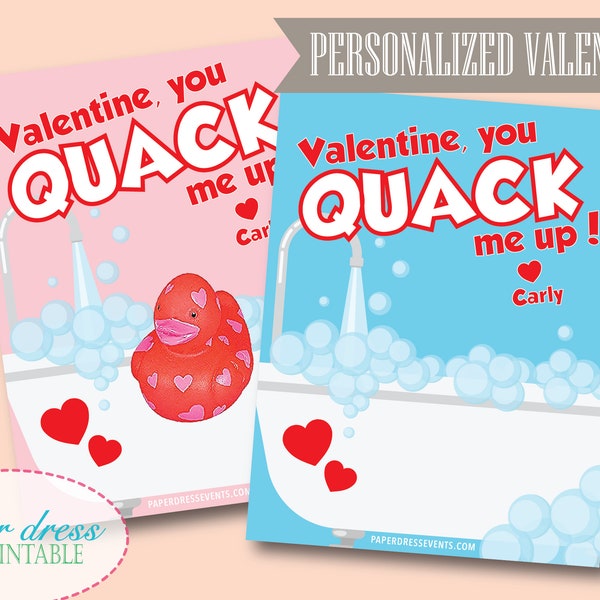 Valentine You QUACK Me Up! Rubber Duck Valentine - Toddler - Kids Valentine - Printable PDF