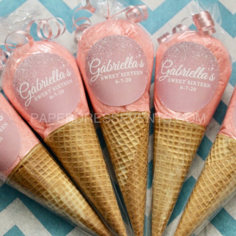 Sweet Personalized Cotton Candy Ice Cream Cone Favors Set of Etsy