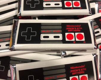 NES Nintendo Wrapped Chocolate Bars - Personalized Birthday Favors - Set of 36