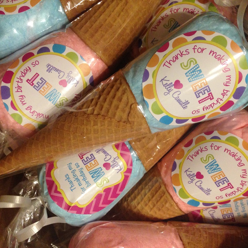 Sweet Personalized Cotton Candy Ice Cream Cone Favors Set of Etsy