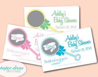 Personalized Baby Shower Rattle Scratch Off Game - Set of 20
