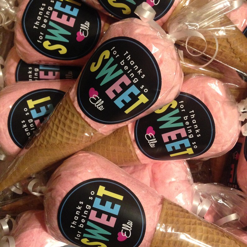 Sweet Personalized Cotton Candy Ice Cream Cone Favors Set of Etsy