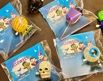 Set of 12 - Wind Up Halloween Toy - Monster Zombie Pumpkin Skeleton Personalized Classroom Gifts