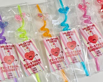 Valentine You're Ex-Straw Ordinary Straw Classroom Treats Favors Personalized