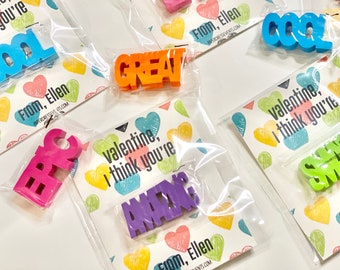 Set of 24 - Positivity Erasers - Kids Valentines Valentine