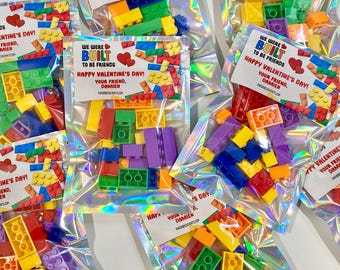 Set of 16 Built to be Friends Valentine - Building Block Valentines