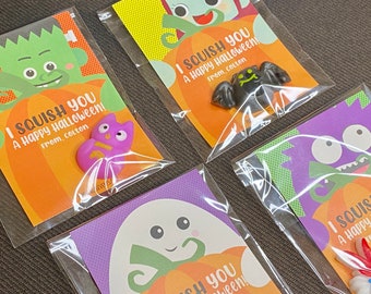 Set of 12 - I Squish You A Happy Halloween - Kids Halloween - Squishy - Mochi - Classroom Favor