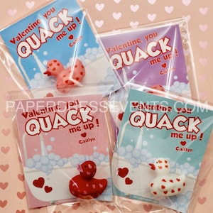 Set of 12 Valentine You QUACK me up - Rubber Duck Valentine - Toddler Kids