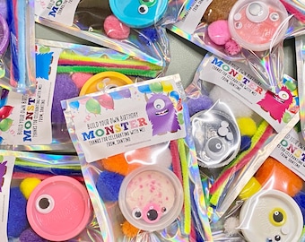 Set of 16 Build a Little Monster Kit - Birthday Balloon Birthday Classroom Treat Favor Modeling Clay