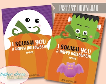 INSTANT Download - I Squish You A Happy Halloween - Kids Halloween - Squishy - Mochi - Printable PDF