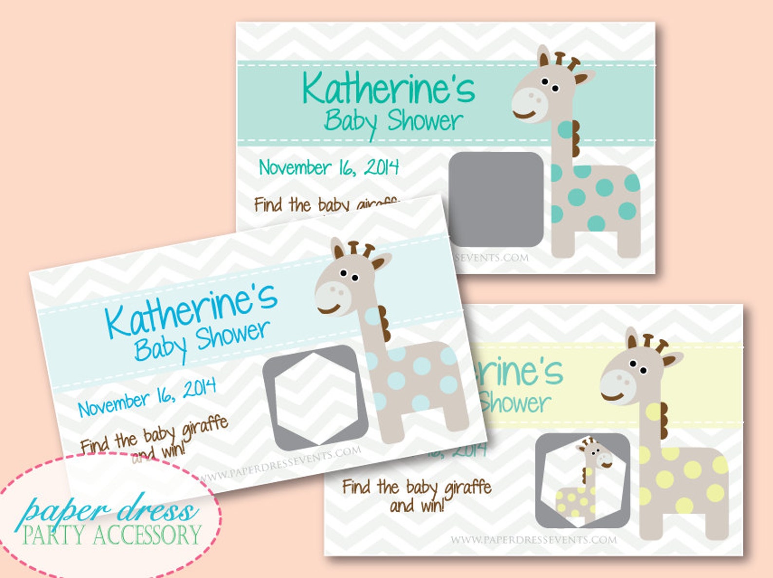 INSTANT Download Baby Giraffe Chevron Shower Bingo Game Card - Etsy