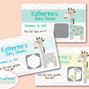 INSTANT Download - Baby Giraffe Chevron Shower Bingo Game Card Green ...