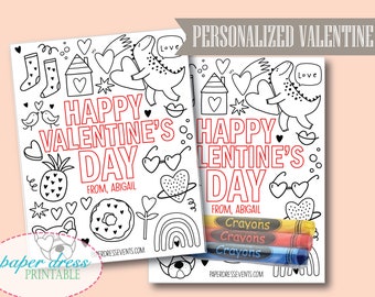 Coloring Happy Valentine's Day - Kids Valentine - Printable PDF