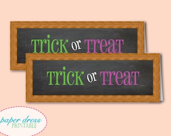 INSTANT Download - Trick or Treat Chalkboard Halloween Treat Bag Topper
