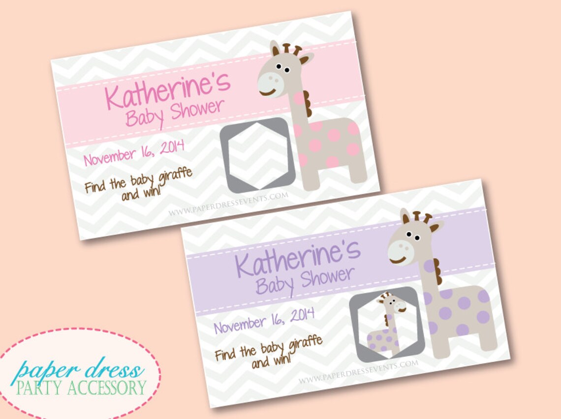 INSTANT Download Baby Giraffe Chevron Shower Bingo Game Card | Etsy