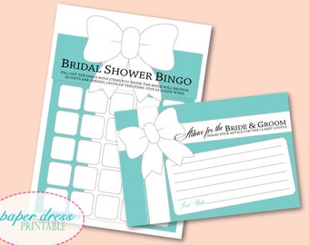 INSTANT Download Bridal Shower FULL PARTY Game Package Blue Present - Printable Pdf