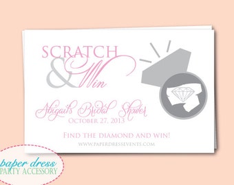 Personalized Bridal Shower Diamond Ring Scratch Off Game - Set of 20