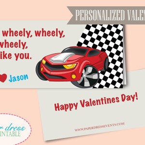 Wheely Like You Valentine - Race Car Driver Treat Bag Topper - Printable PDF File