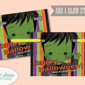 Happy Halloween Frankenstein Glowstick Personalized Halloween - Printable PDF