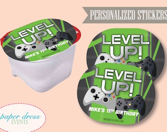 Set of 6 - Gamer Video Game Chips Labels Gamer Video Game Birthday Party - Personalized Favor - Snacks - Dessert Table