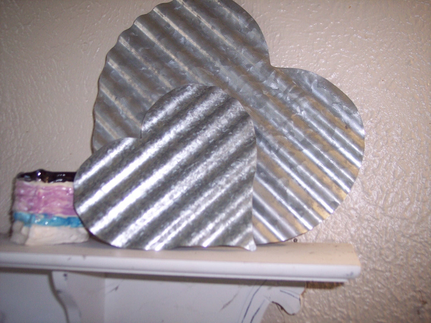 Large Galvanized Metal Tin Heart Wall Art Large Tin Heart Etsy
