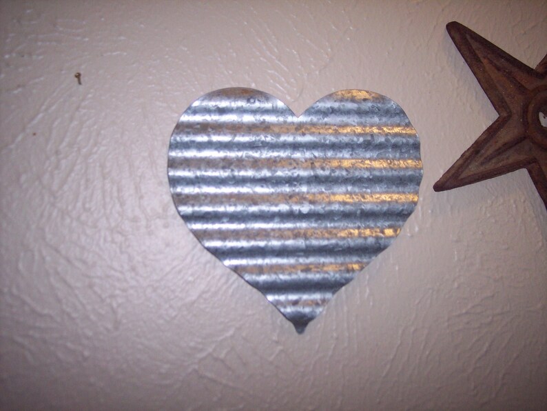 Large Galvanized Metal Tin Heart Wall Art Metal Wall Art Etsy