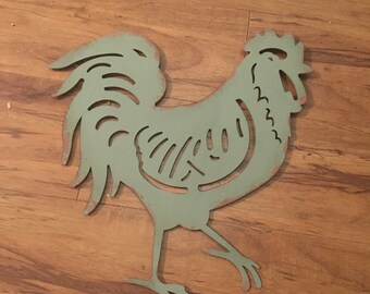 Turquoise Distressed Rooster Metal Wall Art, Turq Wall Art, Kitchen Wall Art, Rooster Wall Art, Metal Rooster, Shabby Chic, Metal Art,