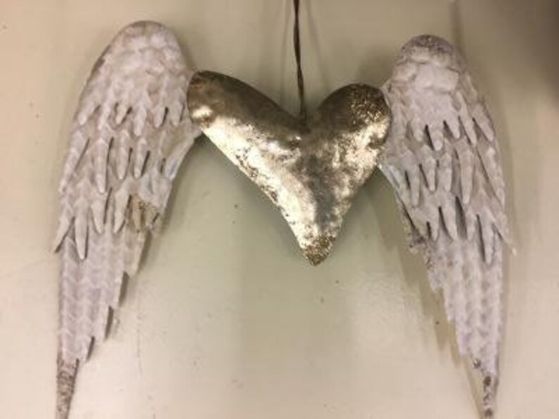 Angel Wings and Heart Wall Art Gold Heart Angel Wings Baby Etsy