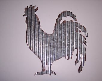 Corrugated Tin Rooster Wall Hanging, Kitchen Wall Art, Rooster Wall Art, Country Kitchen Decor, Farmhouse Decor,