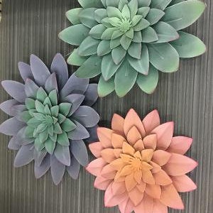 Succulent Wall Art Decor Pastel Green, Peach, Blue, Pink, Mint, Lilac Boho Style Wall Hanging Decor