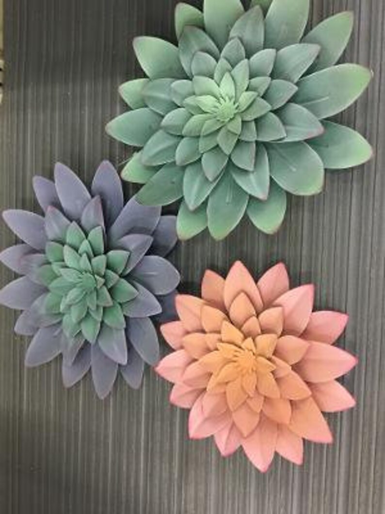 Pastel Metal Wall Flowers Lilac Mint Peach Metal Flower Wall Etsy