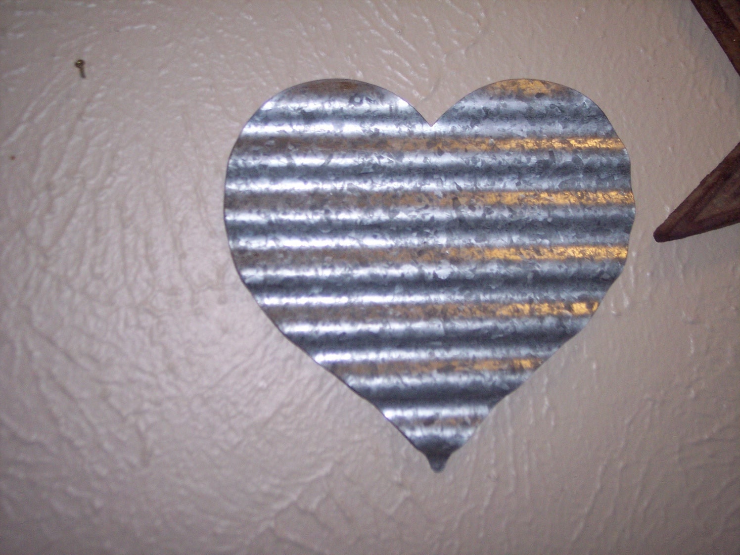 Large Galvanized Metal Tin Heart Wall Art Large Tin Heart Etsy