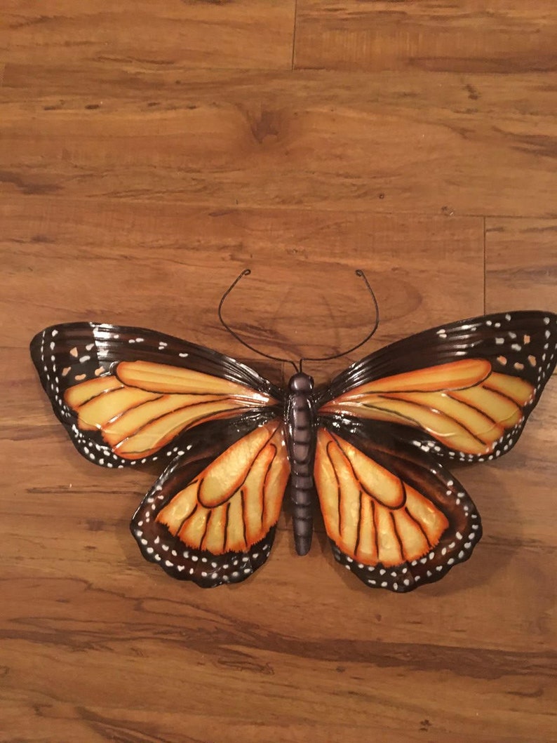Monarch Butterfly Metal Wall Art Painted Yellow Black With Etsy