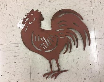 Red Metal Rooster Wall Art, Red Rooster Wall Art, Metal Farmhouse Animal, Kitchen Metal Rooster, Metal Red Rooster, Rustic Red Rooster