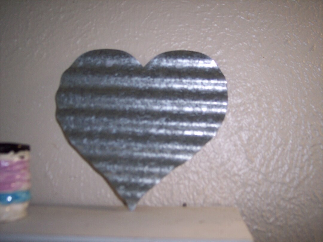 Large Galvanized Metal Tin Heart Wall Art, Large Tin Heart, Heart Wall