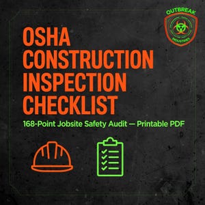 OSHA-checklista för byggarbetsplatsinspektion | Säkerhetsrevisionsformulär med 168 punkter på arbetsplatsen | Utskrivbar PDF-mall för säkerhetsinspektion för entreprenörer