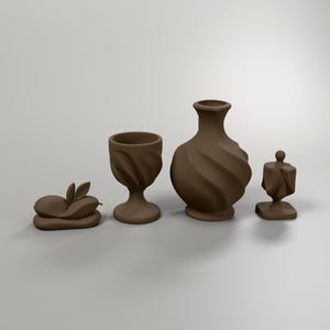 2er-Set Chanukka Skulptur Ölkrug und Olive, Judaica Deko in Holzoptik, Regaldeko modern als Chanukka Geschenk – group