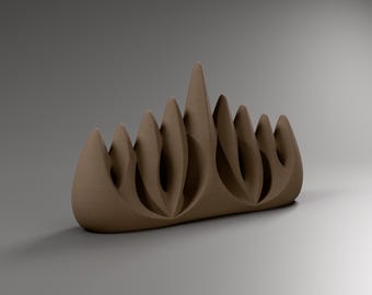 Hanukkah Menorah Sculpture, Modern Judaica Decor in Wood-Fill PLA, Flame Sculpture for Shelf and Sideboard