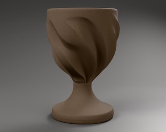 Cup Sculpture in Wood Effect, Modern Hanukkah Decor, Folded Judaica Sculpture for Shelf and Sideboard