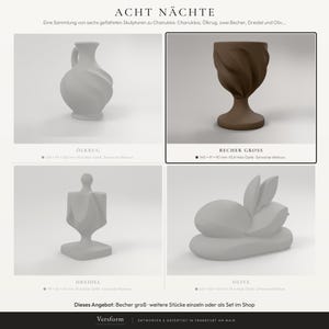 Becher Skulptur in Holzoptik, Chanukka Deko modern, gefaltete Judaica Deko Skulptur für Regal und Sideboard – collage-focus