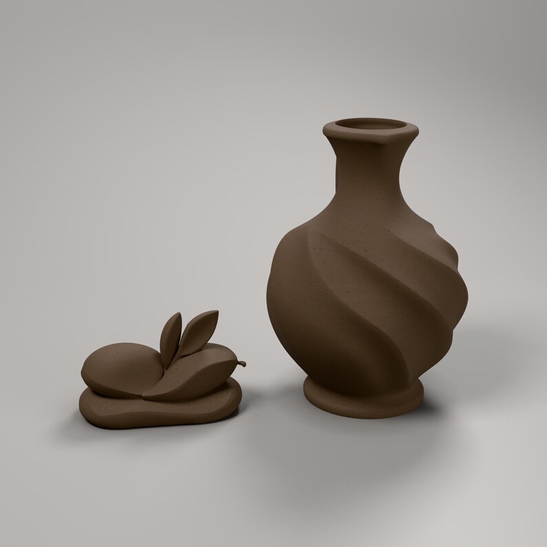 2er-Set Chanukka Skulptur Ölkrug und Olive, Judaica Deko in Holzoptik, Regaldeko modern als Chanukka Geschenk – bundle-hero
