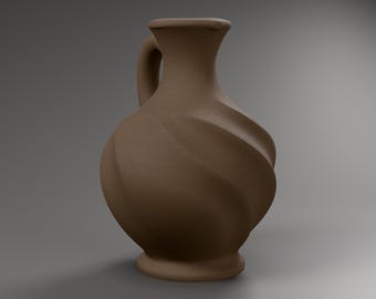 Oil Jug Sculpture in Wood Effect, Modern Hanukkah Decor, Folded Judaica Sculpture for Shelf and Sideboard