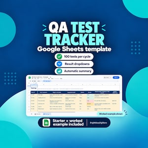 QA Test Case Tracker Google Sheets Template, Manual Test Execution Log, 100 Tests