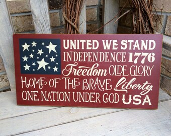 Primitive Americana Subway Art Flag Sign